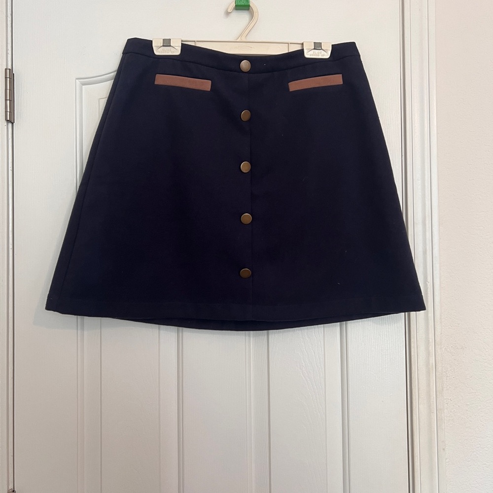 Mod Navy Blue Button-Up Skirt